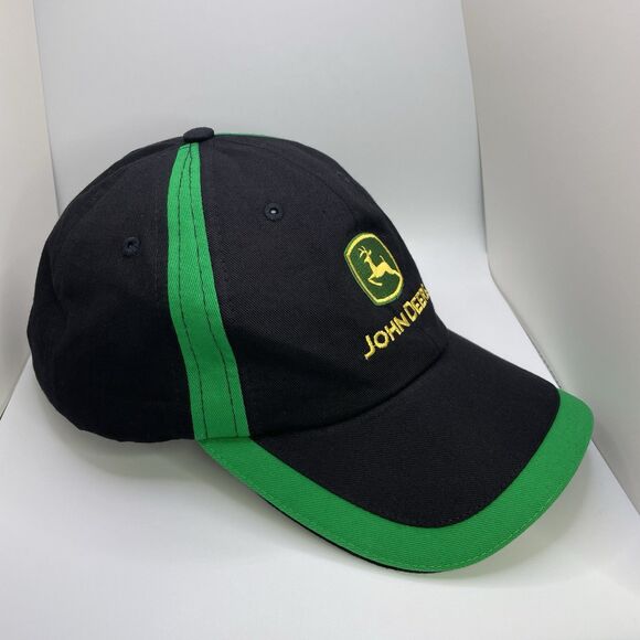 John Deere Hat Black W/ Green Trim Men's Adjustable - Picture 2 of 9